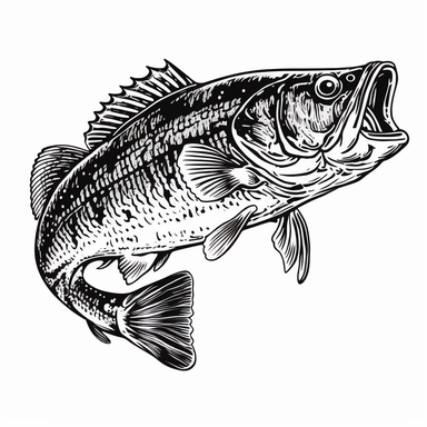largemouth bass black outline clipart
