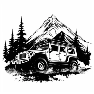 Offroad SVG, Camping Decal Travel Wild Compass Flowers Mountains, Adventure Car 4x4 Vehicle Wrangler Truck clipart, hd, white background
