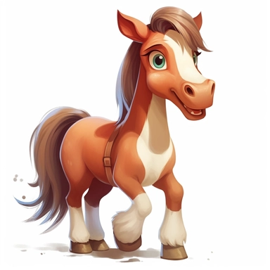 cartoon cute horse oil painting Clipart