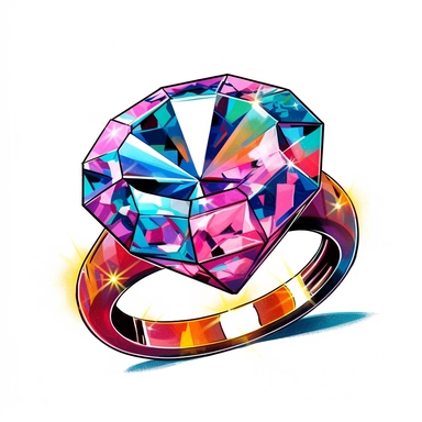 Cute Beautiful Retro 90s Color Diamond ringSublimation Clipart,Cartoon, hyper realistic, intricate detail, illustration style,high solution,on the white background