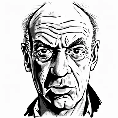 a black and white drawing of a man's face, a character portrait, by Georg Baselitz, behance, from better call saul, christopher lloyd as belial, kevin o'leary, clipart icon, mike tyson, npc talking, face shown, sneering, magneto, man standing, inks