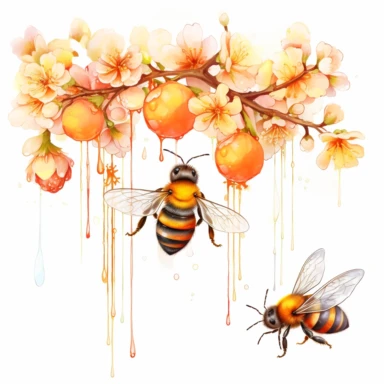 Spring Garden Bee and Honey Drips Clipart