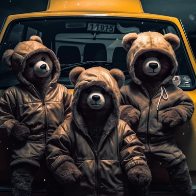 a clipart of a cool male teddybear in sport suit truck hugged by 2 female teddy bears in skirts, white background, in the style of cyberpunk realism, chiaroscuro portraiture, street style realism, ultra hd, Leica m6