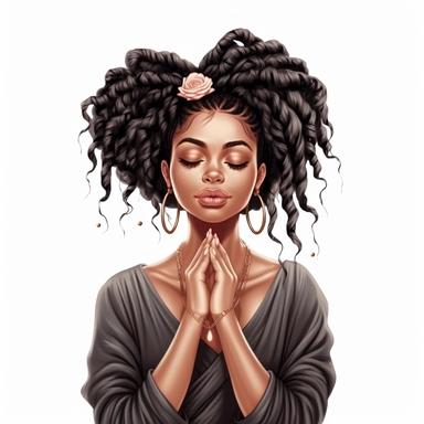 ultra detailed Black Girl Self Love Clipart , solid white background, beautiful , Self-Love and Confidence, super cute, super cool, Goddess Locs , contour, portrait photography by ANIMATION