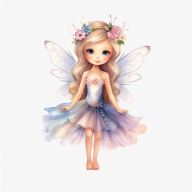 disney style little fairy priness clipart, watercolor clipart, png file, hyper realistic, transparent background,high detail, 8k
