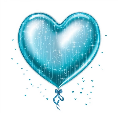 one heart light blue shape ballon has sparkles inside handrawn same size lines clipart