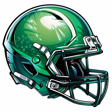 clipart of a green football helmet, illustration, style of takeshi obata