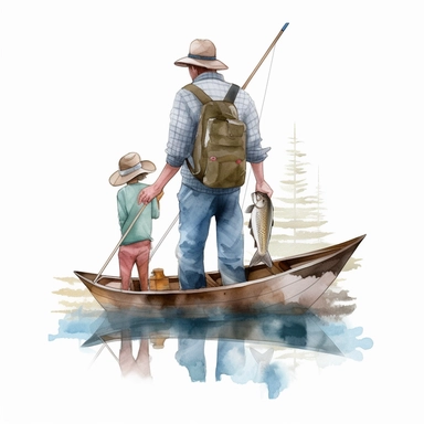 Dad Fishing Watercolor Sublimation Clipart, Clipart, white background, no watermark, no text, no word,