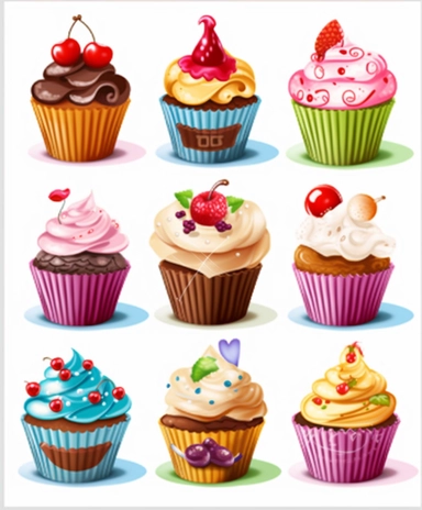 cupcake clipart cartoon cupcakes stock icons, in the style of copies and emulations, high resolution