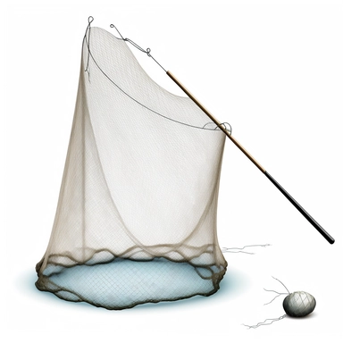 clipart, empty fishing net with long rod