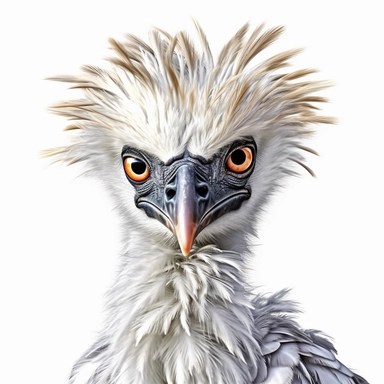 secretary bird safari baby animal photorealistic clipart,on white background