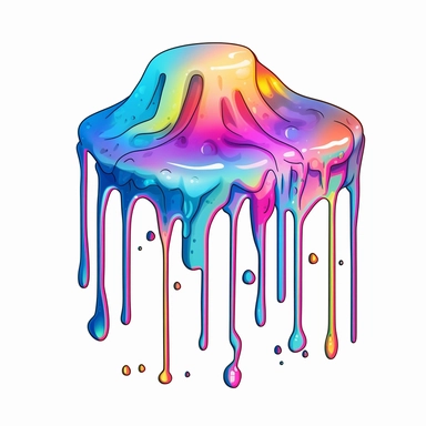 Beautiful Retro 90s Color Holographic Drip Watercolor Sublimation Clipart,Cartoon,hyper realistic, intricate detail, illustration style,high solution,on the white background