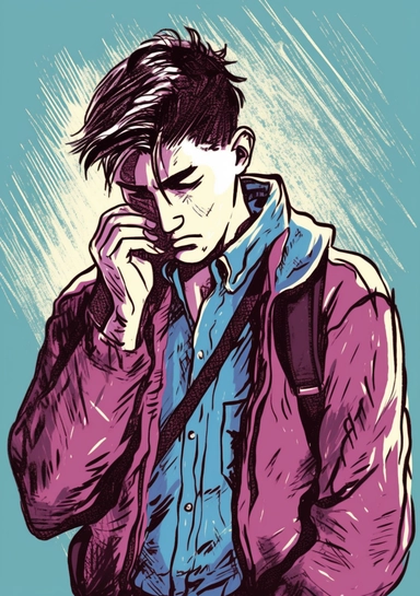 cell phone use for teens clipart 3, in the style of manga style, emotional sensitivity, hatching, slumped/draped, light maroon and azure, japanese woodblock, suburban ennui capturer