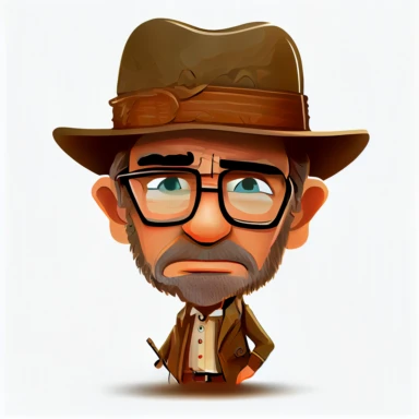 indiana jones, muppet style, clipart, white background