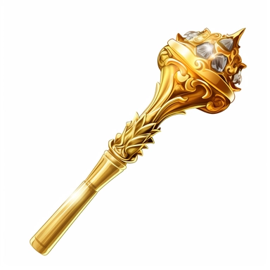 create a clipart about a golden scepter, white background