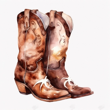 water color clipart cow boy shoes