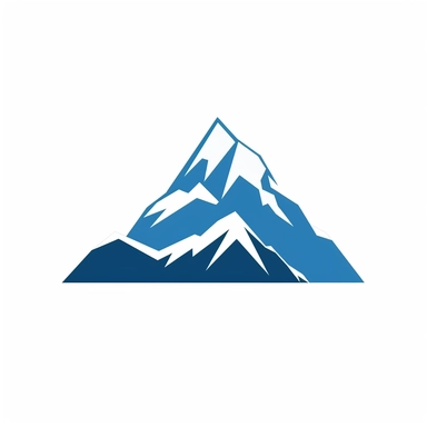 a mountain peak logo icon, cold, clip art, v4