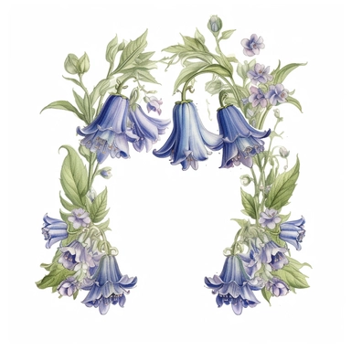 beautiful victorian bluebell flowers clipart border frame water colour illustration white background