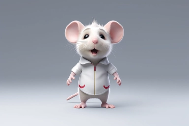 Front view of an animated rat standing wearing a t-shirt character design, full body, top quality face drawing, high quality face drawing, clipart, full illustration, 4k, sharp focus, silky finish. soft, symmetrical, detailed face, concept art, fairytale style, chibi kawaii . Octane rendering, 3D, perfect face, detailed face, delicate face, perfectly sharp lips. , detailed eyes