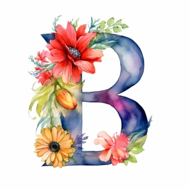 watercolor letter D with colorful flowers clipart, single clipart, high resolution, vibrant colors, 8k