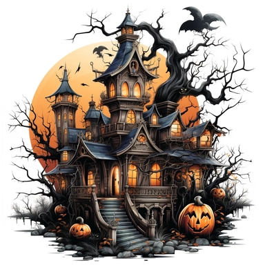 haunted house at halloween clipart