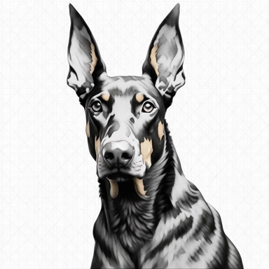 doberman clipart no background, white, black, svg, sketchbook, free lines, on paper