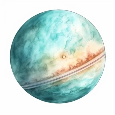 On a white background, watercolor Neptune planet clipart ultra realistic detailed