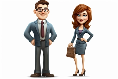 businessman and businesswoman cliparts, hd, on withe background, spaced out