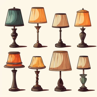 set of clip art table lamps white background vector illustration