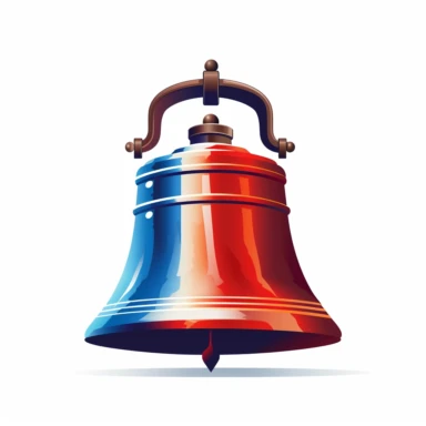 Liberty Bell illustration with patriotic colors clipart white background