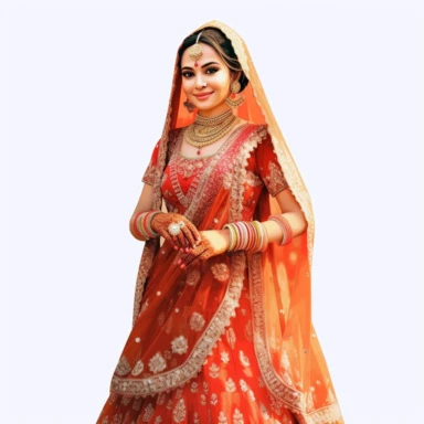 indian wedding clipart,cartoon art [full body] [hyper Real] [dress set], [bride] [magnificent]--v 5.1