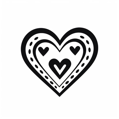 Mininalist simple basic cartoon clipart heart outline silhouette SVG Clipart, black and white, isolated on white background