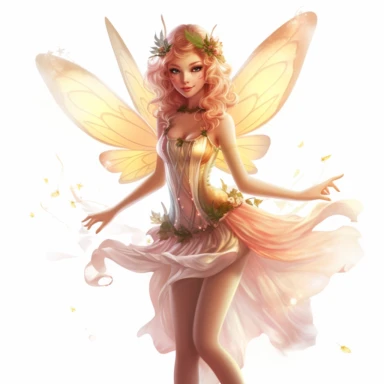 create a Clipart of awhimsical Fairy, showing full body, highly detailed face, and expression, Use dreamlike lighting with soft sunlight falling on the subjects face and hair, to create an ultra-realistic image that captures the subjects natural beauty and personality, clipart on white background, Clipart on a white background