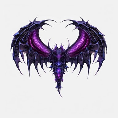 ultra realistic, black and purple demon wings, clipart