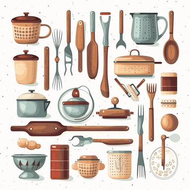 cooking utensils clipart, single design, 8k