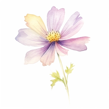watercolor single wildflower clipart with pastel colors like pink, yellow, purple and other pastel colors with no text and iamge, white background--s 500-v 5