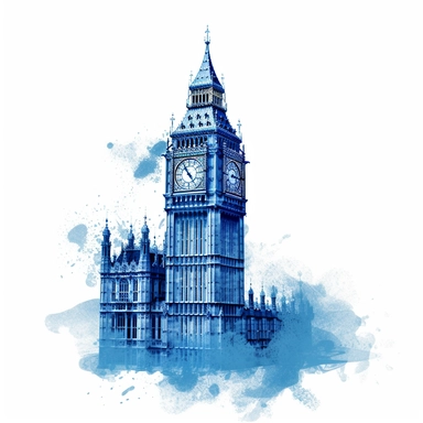 big ben as clipart in shades of blue on a white background