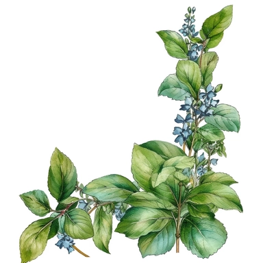 Holy Basil, page border style, clipart, watercolor, vintage - - q2