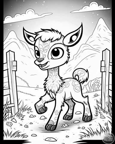 cute goat walking walking by fence children’s coloring book, cartoon style, thick lines, no shading assasinmonkey, duplicate faces, blurry, drawing, cartoon, illustration, painting, concept art, cgi, unreal, anime, black&white, b&w, picture frame, deformed, bad anatomy, disfigured, poorly drawn face, mutation, mutated, extra limb, poorly drawn hands, done by bad-artist, ugly, dazed, 3D render, 3D game, 3D game scene, 3D character, mosaic, painting, digital art, anime, doll, toy, photoshop, video