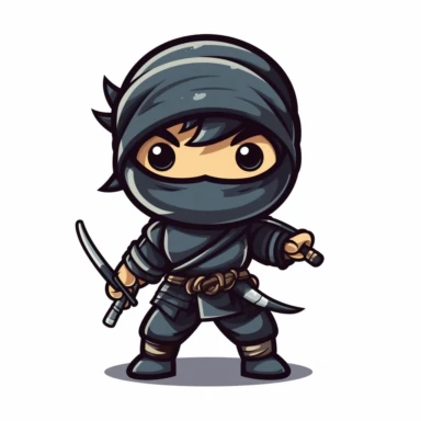 ninja, full body, comic style, kids icon, simple, clipart