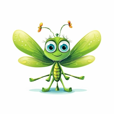 clipart, cute dragonfly, vector, white background