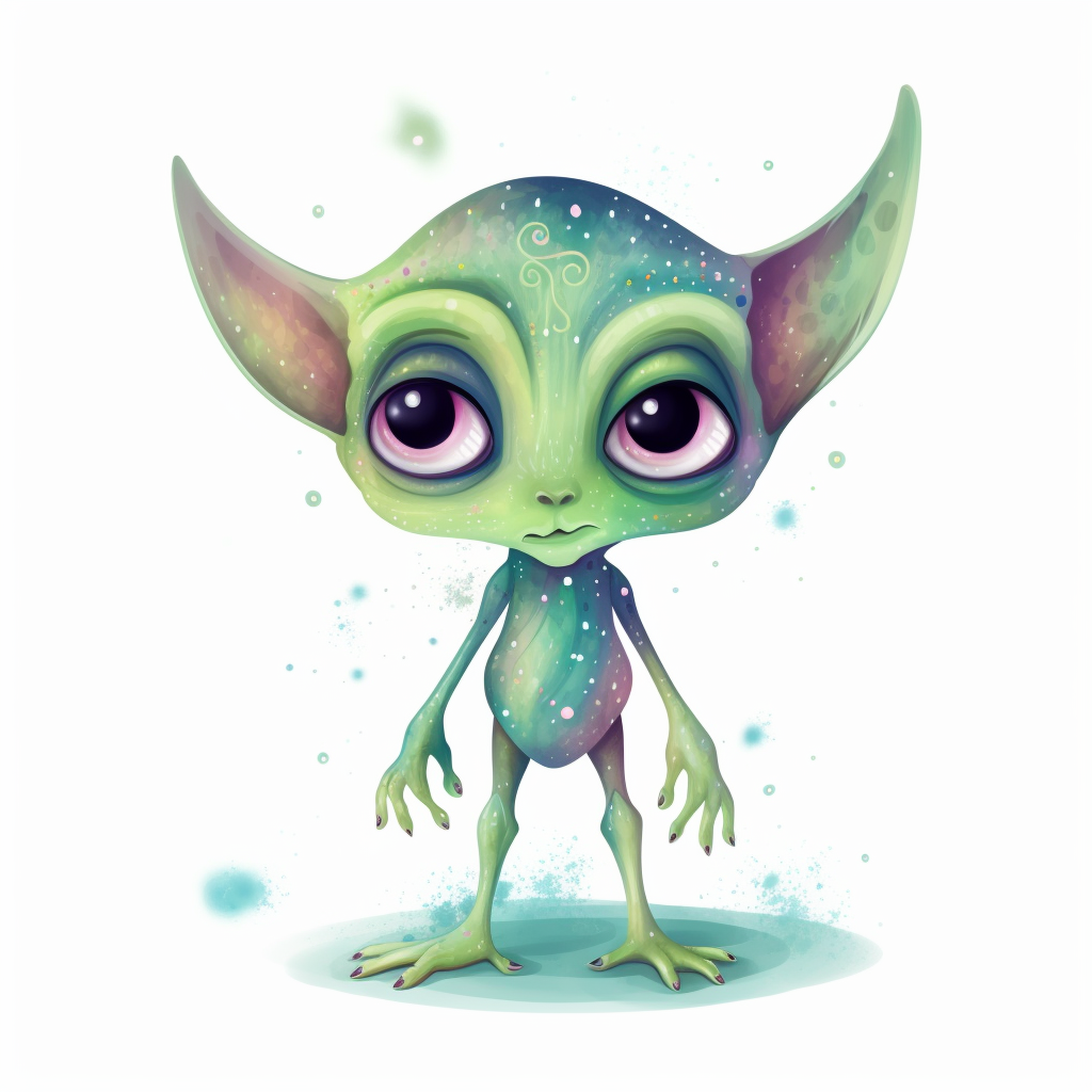 Cute fairy tale Alien in form of clipart on white background - The ...