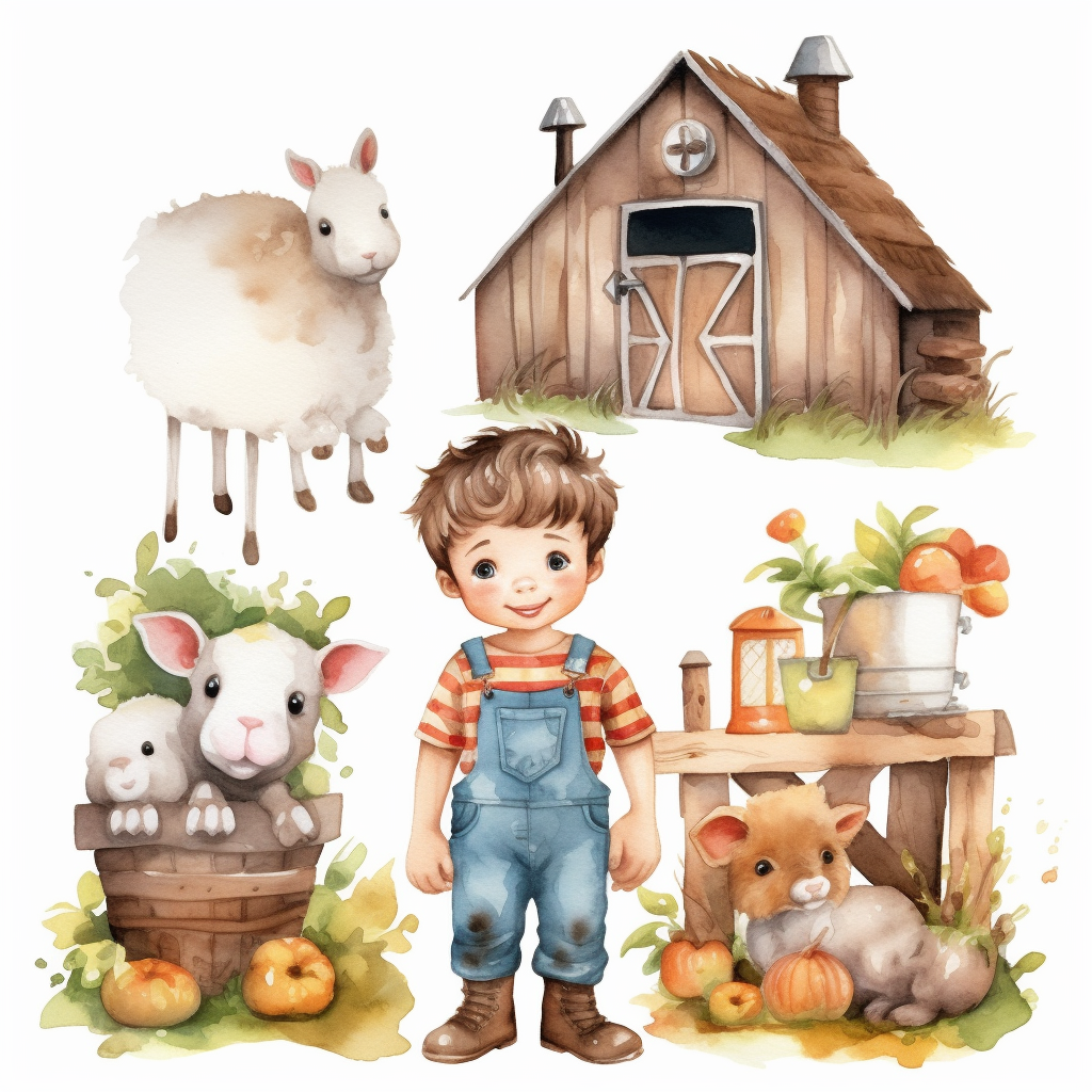 boy farming cliparts