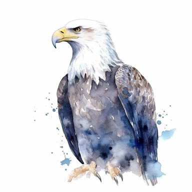 watercolor bald eagle clipart - watercolor clipart - watercolor bird, single design, detailed