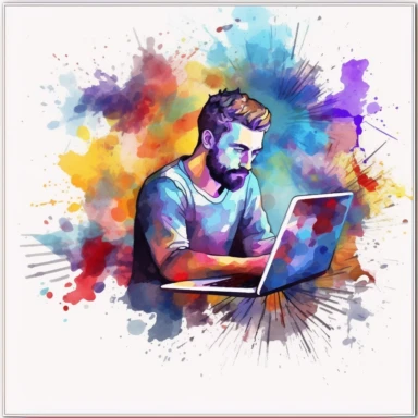 watercolor clipart computer man author