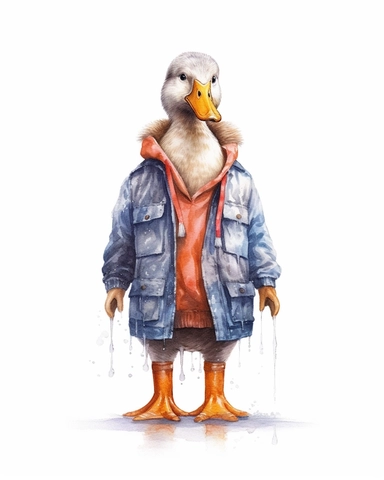 a realistic call duck clipart with watercolor illustration, full body shot ,8k, style of Bohemian, style of Anna Süßbauer and Jon Klassen,vector, Vector, white background,Solid Background, Sharpness and clarity, masterpiece, trending on Artstation and Dribbble.
