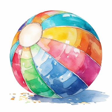 Detailed watercolor beach ball clipart