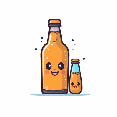 kawaii Beer Bottle clipart isolated on white background, father's day