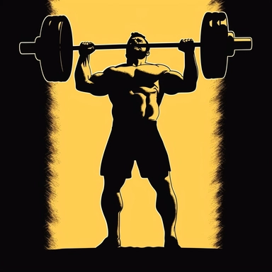 T shirt design, olympic weightlifting lifting the barbell front shoulders, font side, gym, equipment, lights, clipart