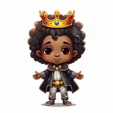 graphic design , illustration,clipart,cute black prince,8k,hdr,white background
